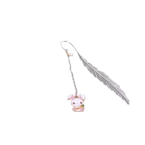 Lesezeichen Metall 2pcs Metal Feather Bookmark Book Tool Marque Page Cute Book Mark Metal Bookmark Student Bookmark Metal Feather Bookmarks(Bunny) von CGUOHU