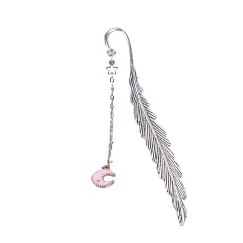 Lesezeichen Metall 2pcs Metal Feather Bookmark Book Tool Marque Page Cute Book Mark Metal Bookmark Student Bookmark Metal Feather Bookmarks(Moon) von CGUOHU