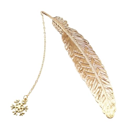 Lesezeichen Metall 2pcs Metal Feather Bookmark Cute Cartoons Key Shell Marker Paper Clips For Students Teachers Metal Feather Bookmarks(Snowflake) von CGUOHU