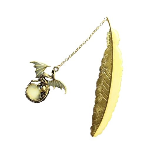 Lesezeichen Metall Glow Bookmark Metal Feather Bookmark Creative Feather Dragon Book Page School Office Stationery Metal Feather Bookmarks von CGUOHU