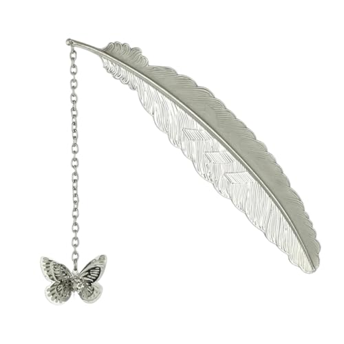 Lesezeichen Metall Glowing Retro Metal Feather Bookmark Teacher Student Lettering Reading Decor Stationery Metal Feather Bookmarks(Butterfly) von CGUOHU