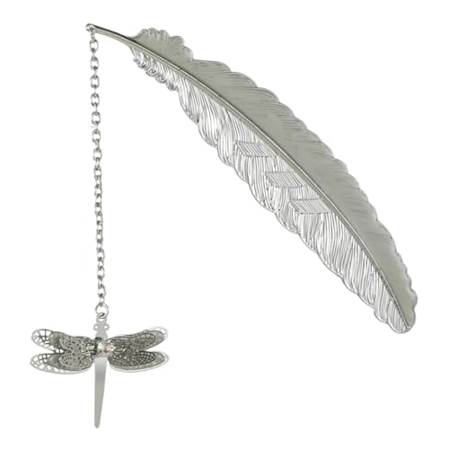 Lesezeichen Metall Glowing Retro Metal Feather Bookmark Teacher Student Lettering Reading Decor Stationery Metal Feather Bookmarks(Dragonfly) von CGUOHU