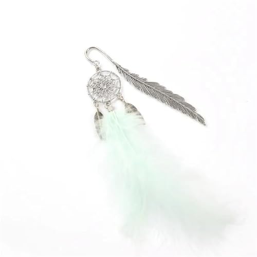 Lesezeichen Metall Metal Feather Bookmark Feather Metal Pendant Hollow Cute Creative Bookmarks Book Clip Reading Accessories Metal Feather Bookmarks(Green) von CGUOHU