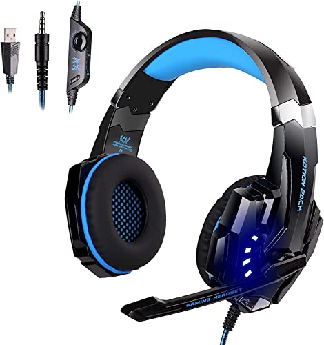 CGZZ Gaming Headset für PS4, PC, Xbox One Controller, Geräuschunterdrückung über Ohrhörer mit Mikrofon, LED-Licht, Bass-Surround, Ohrenschützer mit weichem Speicher von CGZZ
