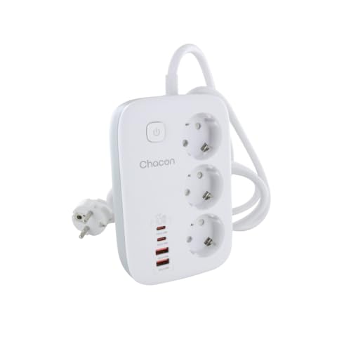Base multipla compatta da 1,50 m con 3 prese Schuko da 16 A, 2USB-C e 2USB-A + interruttore - Ricarica rapida Base multipla compatta da 1,50 m con 3 prese Schuko da 16 A, 2USB-C e 2USB-A + interruttore - Ricarica rapida von CHACON