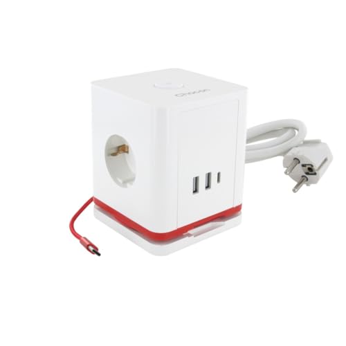 Blocco 3x16A Fast Charge 65W SCH 2USB-A 60W+ 2USB-C 65W - 2M H05VV-F 3G1.5 von CHACON