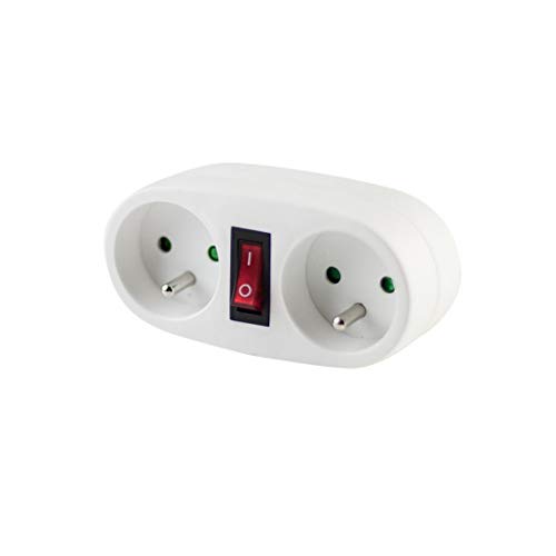 CHACON Prise biplite 2x16A avec interrupteur blanc von CHACON