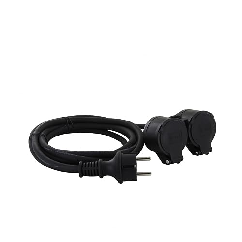 CHACON Verlängerungskabel HO5RR-F 3 x 1,5 mm² - IP44 Dual-Head - 5 m von CHACON