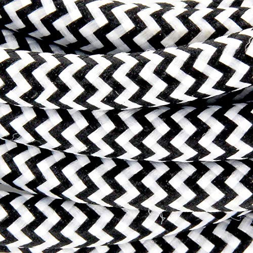 Zweifarbiges Textilkabel 2 m mit Schalter – Schwarz/Weiß von CHACON