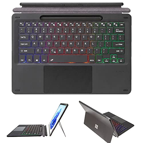 Bluetooth-Tastatur für Microsoft Surface Pro 8/Surface Pro X 13 Zoll, kabelloses Touch-Trackpad, dünne Tastatur, 7 Farben, Hintergrundbeleuchtung, Abdeckung mit Stifthalter, 33 cm von CHAINORA