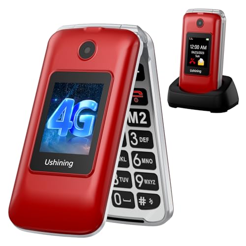 CHAKEYAKE Seniorenhandy Klapphandy Ohne Vertrag, 4G Seniorentelefon mit Groüe Tasten, Dual SIM Flip Phone Senioren Flip Handy mit 2.8" Groüe Bildschirm, SOS Notruftaste,1200mAh Akku,Ladestation(Rot) von CHAKEYAKE