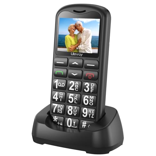 CHAKEYAKE Seniorenhandy mit Großen Tasten | Mobiltelefon Ohne Vertrag mit 1.7 Zoll LCD | SOS-Funktion | Dual SIM Tastenhandy mit Taschenlampe | Ladestation | Schwarz von CHAKEYAKE