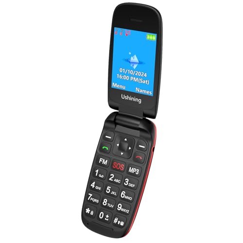 CHAKEYAKE Seniorenhandy ohne Vertrag, Klapphandy Mobiltelefon mit Großen Tasten, 2G GSM Handy für Senioren mit 1.7 Zoll Farbdisplay, Dual SIM, SOS Notruftaste, Taschenlampe (Schwarz Rot) von CHAKEYAKE