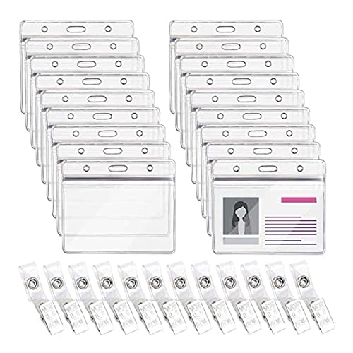 AusweishüLle 40pcs AusweishüLle Mit Clip Wasserdicht AusweishüLlen Pvc Id Kartenhalter Clear Kunststoff Abzeichenhalter von ＣＨＡＭＥＥＮ