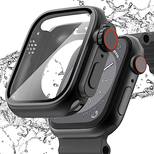 CHANCHY 2-in-1 wasserdichte Schutzhülle für Apple-Watch, 40 mm, mit Displayschutzfolie, Vorder- und Rückseite, vollständiger Schutz für Männer und Frauen, 40 mm, schwarz von CHANCHY