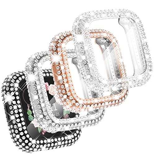 CHANCHY 4 Pack Bling Hülle Kompatibel mit Fitbit Versa 2 Hülle Displayschutzfolie, Über 200 Crystal Soft TPU Vollständige Schutzhülle Cover Bumper für Fitbit Versa 2 Smart Watch, von CHANCHY