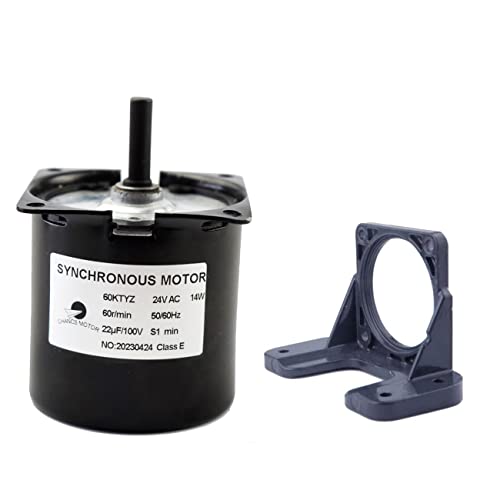 CHANCS 60KTYZ Permanentmagnet-Synchron-Getriebemotor 24V AC 14W 60RPM CW/CCW Mini-Elektro-Getriebemotor für Grillgeräte mit Halterung von CHANCS