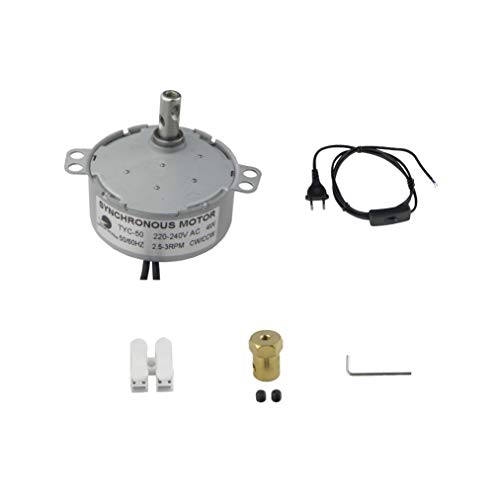 CHANCS Elektrischer Synchronmotor TYC-50 220 V 2,5–3 U/min mit flexiblem 7-mm-Kupplungsstecker und Netzkabel-Schalterstecker für Becherwender, handgefertigt, Plattenspieler-Synchronmotor von CHANCS