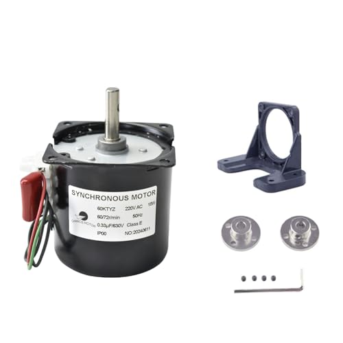 CHANCS Moteur à engrenage synchrone à aimant permanent Grand couple Petit moteur 60KTYZ 220V 60/72RPM CW/CCW avec support fixe et accouplement à bride von CHANCS