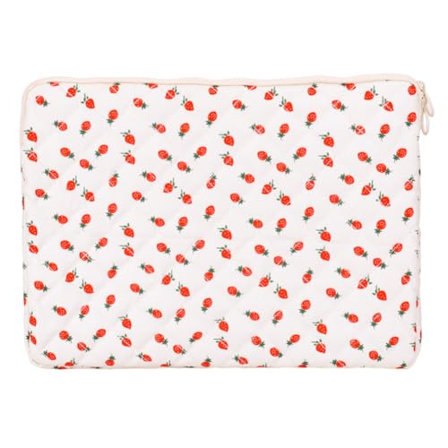 CHANGYUE Soft Quilted Tablet Bag Sticker Laptop -Hülle geschwollener gepolsterter Tasche (Erdbeer M) von CHANGYUE