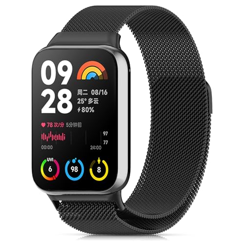CHANRASI Metall Armband Kompatibel mit Xiaomi Redmi Watch 5/Xiaomi Mi Band 9 Pro/Xiaomi Mi Band 8 Pro/Redmi watch 4,EIN-klick-Verbindung Loop Magnetisches Band Schwarz von CHANRASI