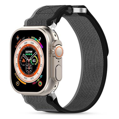 CHANRASI Nylon Armband Kompatibel mit Apple Watch 44mm 45mm 49mm 42mm für Damen/Herren, Verstellbare Sport Uhrenarmband für iWatch Series 9 8 7 6 5 4 3 2 1 SE Ultra 2/Ultra Schwarz/Grau CHANRASI Nylon Armband Kompatibel mit Apple Watch 44mm 45mm 49mm 42mm für Damen/Herren, Verstellbare Sport Uhrenarmband für iWatch Series 9 8 7 6 5 4 3 2 1 SE Ultra 2/Ultra Schwarz/Grau von CHANRASI