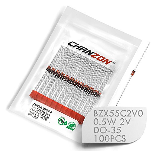 (Packung mit 100 Stück) Chanzon BZX55C2V0 Zener Diode 0.5W 2V DO-35 (DO-204AH) Axial Dioden 0.5 Watt 2 Volt von CHANZON