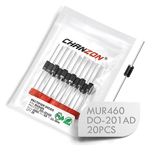 (Packung mit 20 Stück) Chanzon MUR460 Super Fast Recovery Gleichrichterdiode 4A 600V 25-50ns DO-201AD (DO-27) Axiale 4 Ampere 600 Volt elektronische Dioden von CHANZON