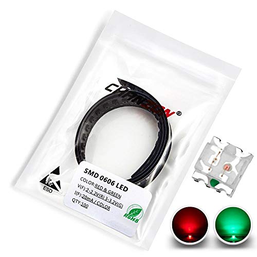 Chanzon 100 Stk. SMD 0603 (1,6 mm x 1,6 mm) Rote & Grüne LED-Dioden lichter 20 mA Glühbirne Lampen Elektronische Komponenten Anzeige Leuchtdioden von CHANZON