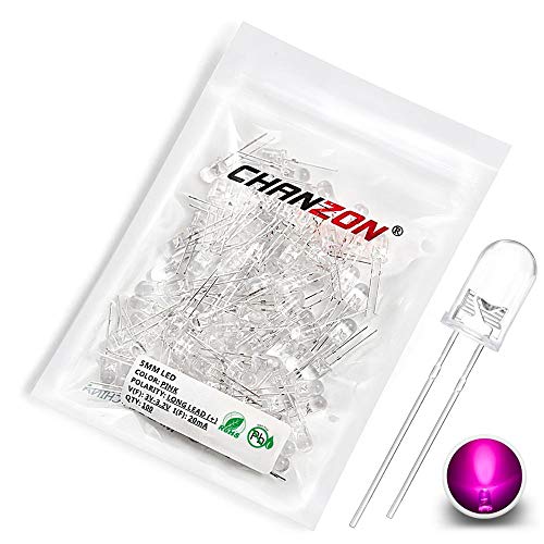 CHANZON 100 Stück 5mm Pink LED Diodenlichter (Klar Rund Transparent DC 3V 20mA) Helle Glühbirnen Lampen Elektronikkomponenten Anzeige Leuchtdioden von CHANZON