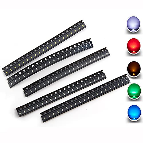 Chanzon (5 Farben x 20 Stk. = 100 Stk.) 0603 SMD LED Dioden leuchten Assorted Kit (Mini Chip 1,6 mm x 0,8 mm für PCB DC 20 mA) Superhelle Glühbirnen Lampen Elektronikkomponenten Leuchtdioden von CHANZON