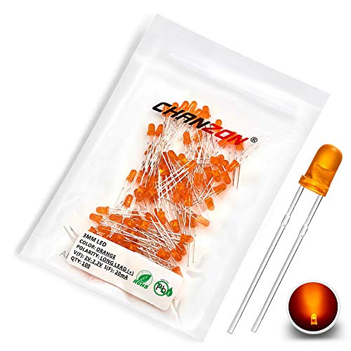 Chanzon 100 Stk. 3mm orange gestreute LED-Dioden lichter (farbige Linse mattiert rund DC 2V 20mA) Glühbirne Lampen Elektronikkomponenten Anzeige Leuchtdioden von CHANZON