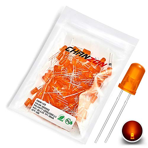 Chanzon 100 Stk. 5mm orange gestreute LED-Dioden lichter (farbige Linse rund DC 2V 20mA) Glühbirnen Lampen Elektronikkomponenten Anzeigelicht emittierende Dioden von CHANZON