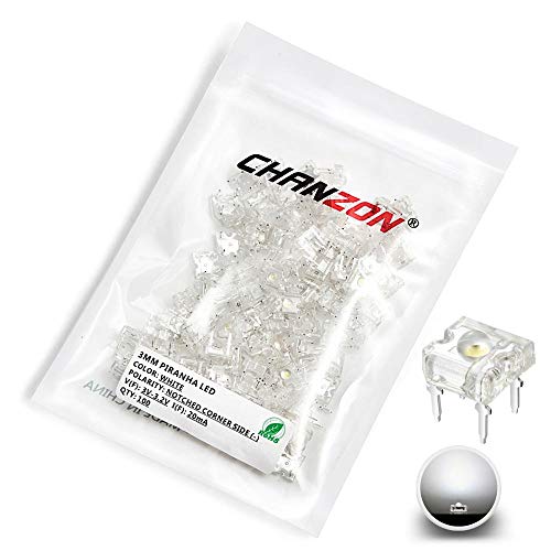 Chanzon 100 Stück 3mm Piranha SuperFlux weiße LED-Dioden lichter (klare transparente runde Linse 4 Pins DC 3V 20mA) Glühbirne Lampen Elektronische Komponenten Anzeigeleuchtdioden von CHANZON