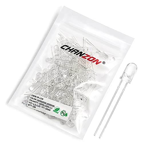 Chanzon 100 Stück 5mm Infrarotstrahler IR 940nm Emitter LED Diodenlichter (Schwarze Linse Runde DC 1,2V-1,5V 20mA) Glühbirne Lampen Elektronische Komponenten Anzeige Leuchtdioden von CHANZON
