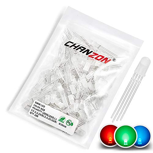 Chanzon 100 Stück 5mm RGB Multicolor Diffuse LED-Dioden lichter Gemeinsame Kathode (Frosted Round Tricolor) 4 Pin Helle Glühbirne Lampen Elektronikkomponenten Anzeige Leuchtdioden von CHANZON