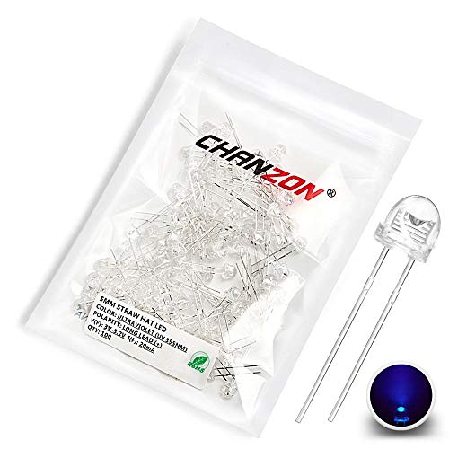 Chanzon 100 Stück 5mm Violett Strohhut LED Diodenlichter (Lila klare transparente Linse 3V 20mA) Helle Glühbirne Lampen Elektronikkomponenten Anzeige Leuchtdioden von CHANZON