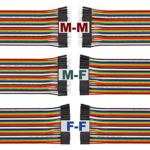 Chanzon 120 STK. (40 STK. x 3 Typen: M-M M-F F-F) 10cm Jumper Wire Kabel Line Connector Kit Male Female Ribbon Solderless Multicolor für Arduino Raspberry Pi Elektronisches Steckbrett Protoboard PCB von CHANZON