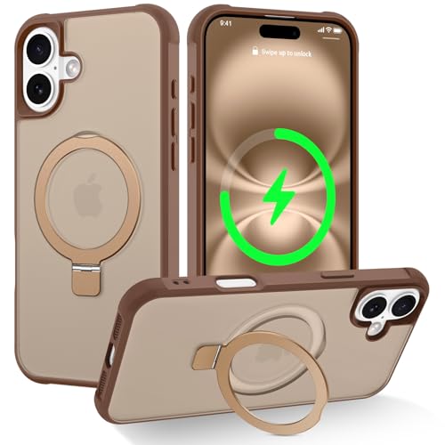 CHAOFEnG Magnetische Schutzhülle für iPhone 16 Plus, mit Ständer, militärische Qualität, Falltest, kompatibel mit Magneten, Ring, durchscheinend, schlank, harte Rückseite, weicher Rand, Wüstengold CHAOFEnG Magnetische Schutzhülle für iPhone 16 Plus, mit Ständer, militärische Qualität, Falltest, kompatibel mit Magneten, Ring, durchscheinend, schlank, harte Rückseite, weicher Rand, Wüstengold von CHAOFEnG