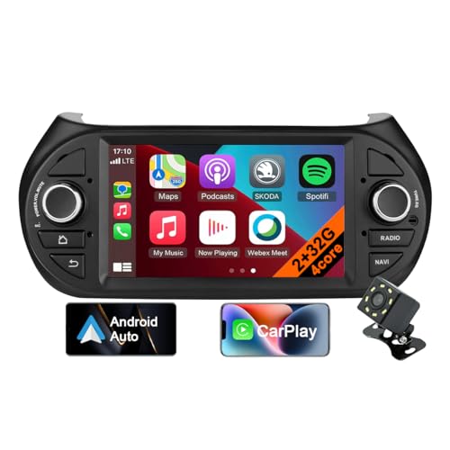 Android 12 Autoradio für FIAT Fiorino/Qubo/Peugeot Bipper/Citroen Nemo, 7 Zoll Touchscreen Autoradio unterstützt CarPlay, Android Auto, MirrorLink, Bluetooth, Lenkradsteuerung (4core 2GB+32GB) von CHARGONIC