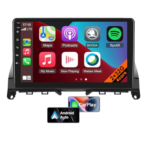 Android 12 Autoradio für Mercedes Benz C-Klasse W204, S204 (2007-2010) mit CarPlay, Android Auto, 9 Zoll Bildschirm mit GPS, Mirror Link, Lenkradsteuerung + Mikrofon, AHD-Kamera (4core 2GB+32GB) von CHARGONIC