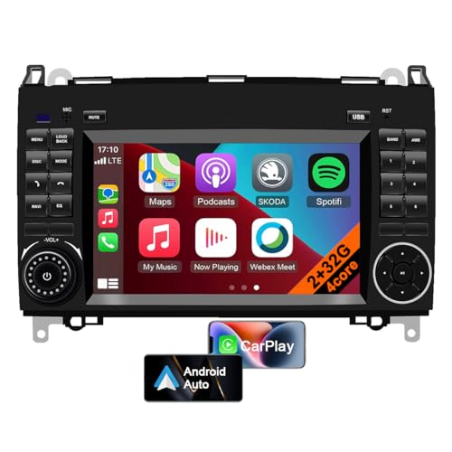 Android 13 Autoradio Stereo GPS-Navigation für Mercedes Benz W169 B200 W245 W639 Vito Viano W906 Sprinter, 7 Zoll 2 Din Touchscreen, unterstützt CarPlay/Android Auto+Bluetooth WLAN (4core 2GB+32GB) von CHARGONIC