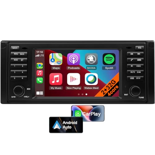 Android 13 Autoradio mit Bluetooth GPS-Navigation, 7 Zoll Touchscreen Multimedia-Player für BMW 5 Serie E53, mit CarPlay, Android Auto, unterstützt Bluetooth, FM, DAB+ Radio (4core 2GB+32GB) von CHARGONIC