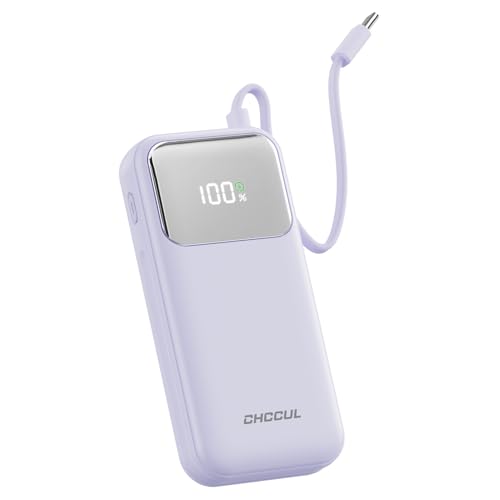 CHCCUL Tragbares Ladegerät, 10.000 mAh 35 W Powerbank mit integriertem USB-C-Kabel für Reisen, Schnellladeakku für iPhone 16/15-Serie, MacBook, Galaxy, iPad, AirPods und mehr von CHCCUL