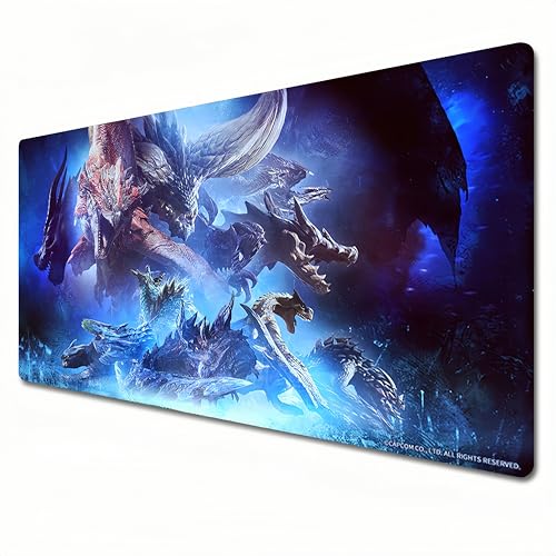 Monster Hunter Wilds Mauspad, XXL, lila, großes Gaming-Mauspad, 900 x 400 cm, genähter Rand, geeignet für Büro, Zuhause (A01) von CHDHEVEGOD