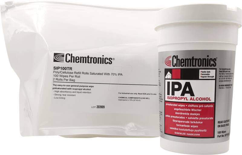 CHEM SIP IPA KIT - IPA-Reinigungstücher, Spenderbox, + 2x 100 Tücher von CHEMTRONICS