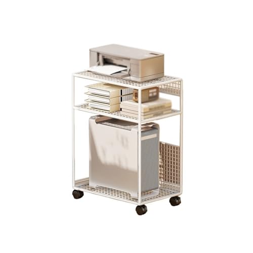 PC-Halterung, PC-Tower-Ständer, mehrschichtiges Platzierungsregal for den Haushalt, mobiler CPU-Ständer mit feststellbaren Lenkrollen, geeignet for Bodenteppich-Gaming-PC-Gehäuse Untertischregal(White von CHENGAIJIAN