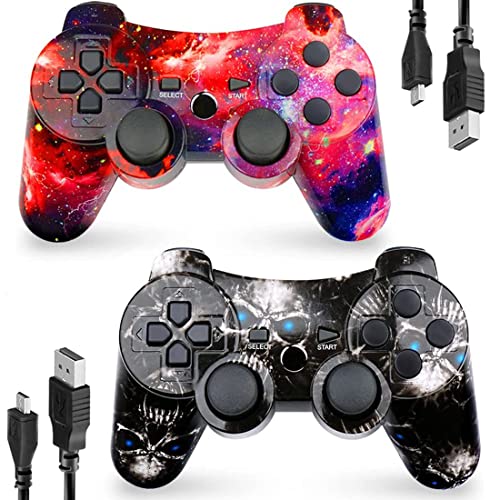 CHENGDAO Controller für PS3 2er-Pack,Hochleistungs Doppel Vibrations Gamepad kompatibel mit Playstation 3 mit Ladekabel von CHENGDAO