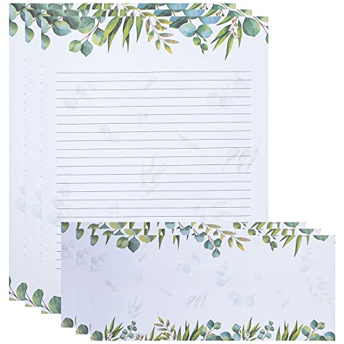 72-teiliges Schreibwaren-Set mit Blattmotiv, 36-teilig, grünes Briefpapier, mit 36 passenden Umschlägen, Blättern, liniertes Papier für Briefe, 14x21 cm, 10x15 cm) ) von CHENGU