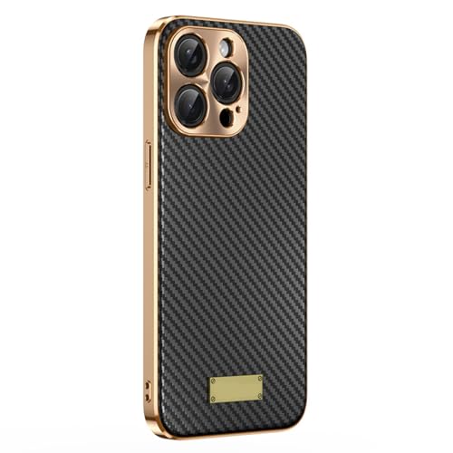 CHENHAOJUN-Echtes Leder Hülle für iPhone 16 Pro Max/16 Pro/16, Ultradünne Kohlefaser Handyhülle Metall KameraSchutz Galvanisierte Handytasche,Schwarz,16 CHENHAOJUN-Echtes Leder Hülle für iPhone 16 Pro Max/16 Pro/16, Ultradünne Kohlefaser Handyhülle Metall KameraSchutz Galvanisierte Handytasche,Schwarz,16 von CHENHAOJUN